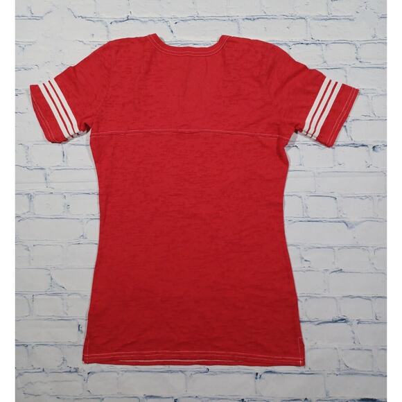 Nebraska Cornhuskers Shirt Womens Large Red Short Sleeve Burnout BLUE 84 - Picture 3 of 3